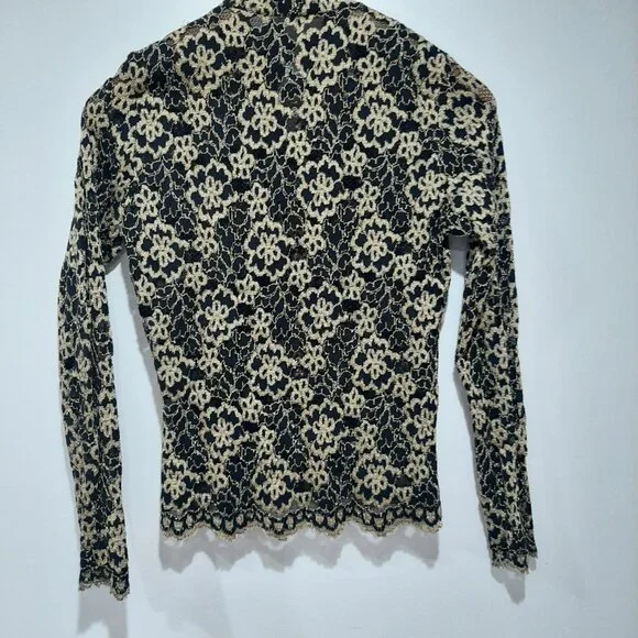 luxury Ann Ferriday vintage lace high neck button up coquette minimalist blouse - Picture 5 of 16